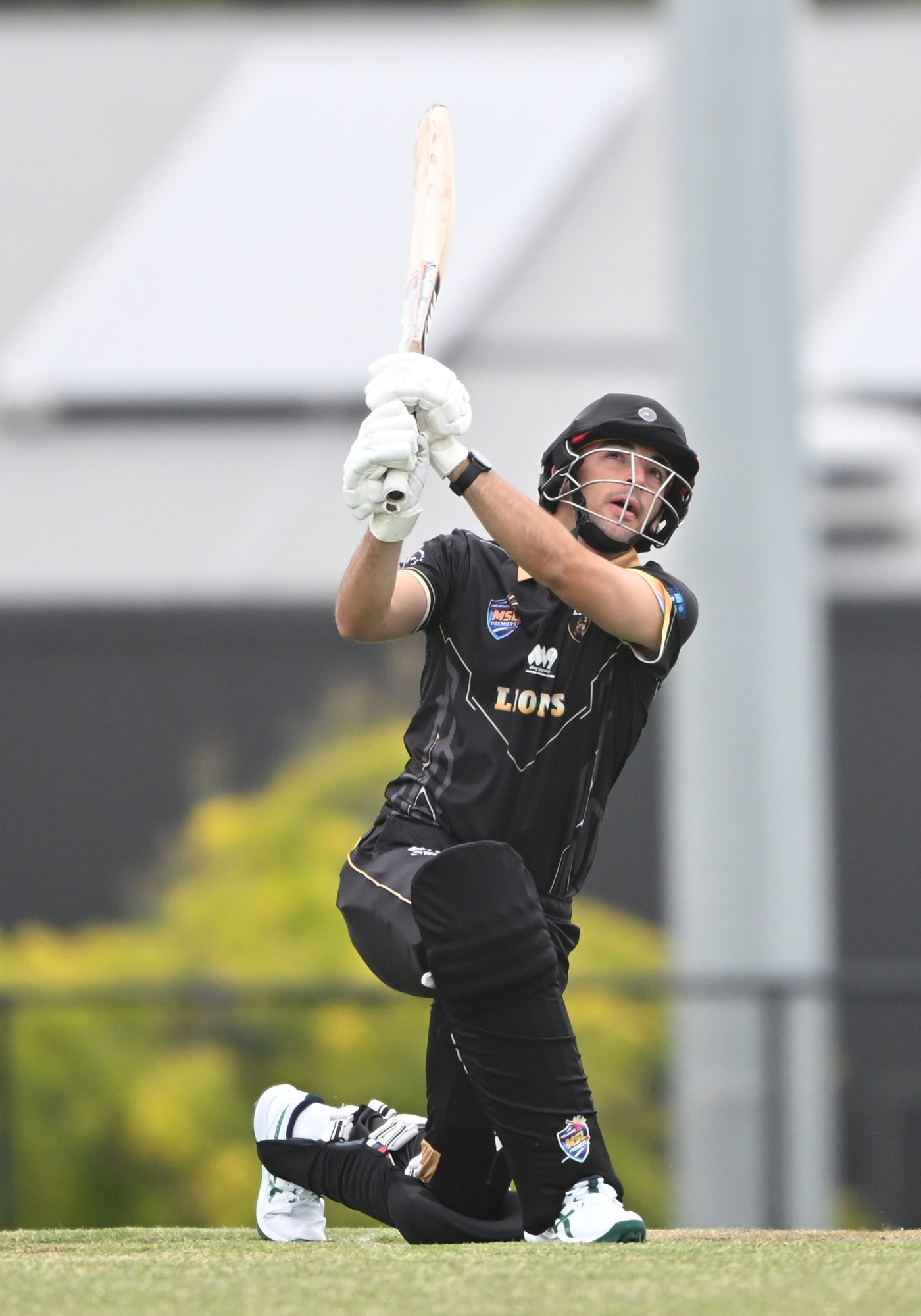 An MSL Premiers batter attacking a delivery