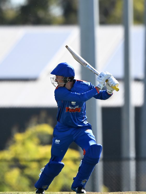 An MSL Premiers batter lining up a shot