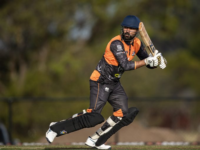 An MSL Premiers batter cutting square of the wicket